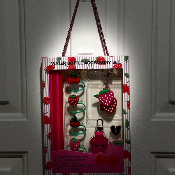 Strawberry and Cherry Water Bottle Accessory Set - Picture 8 of 8